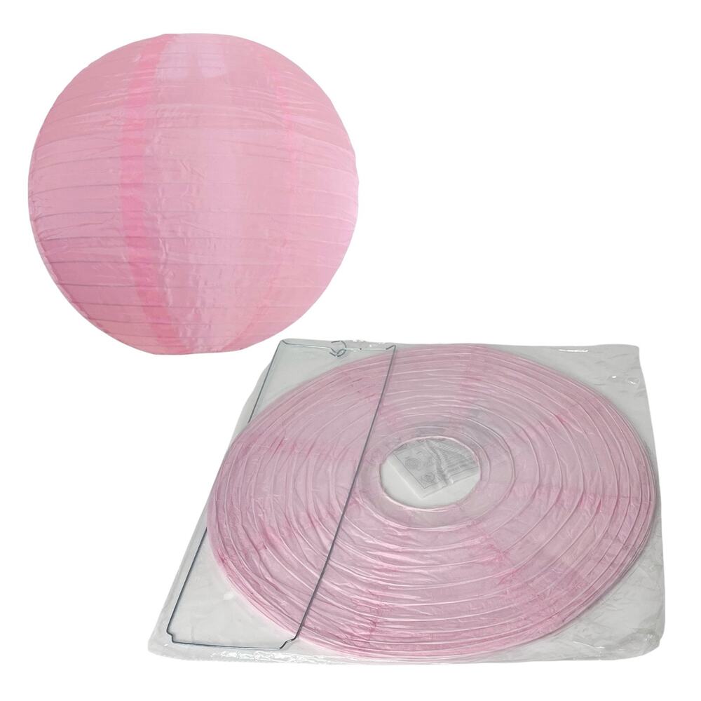 Pink Shimmering Nylon Lantern 16" Even Ribbing Durable Hanging Decoration New